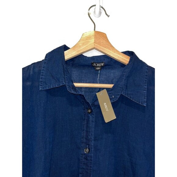 NWT J.Crew Navy Button-Down Tunic Dress  Lightweight Cotton Relaxed Fit Women's - Picture 3 of 13